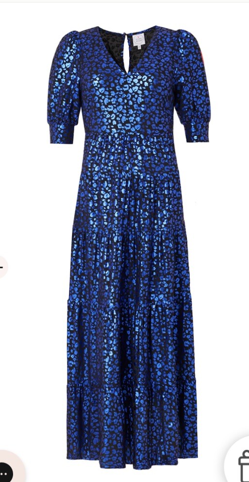 Scamp Navy Leopard Dress SCAMP DUDE ADULTS V NECK TIERED MAXI