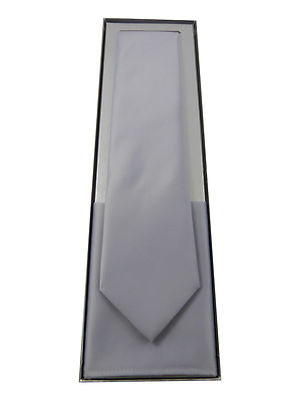 LOT: MENS WIDE TIE + POCKET SQUARE LIGHT GREY/SILVER WITH OR WITHOUT BOX
