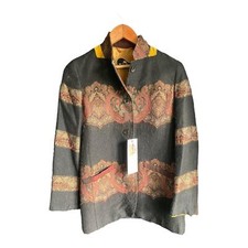 Etro Wool Black Patterned Long Sleeved Jacket Uk Size 8