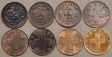 Switzerland 8 Rappen s 1913,36,37,52,57,59,63,+77 Better Grades-BU as Pictured 