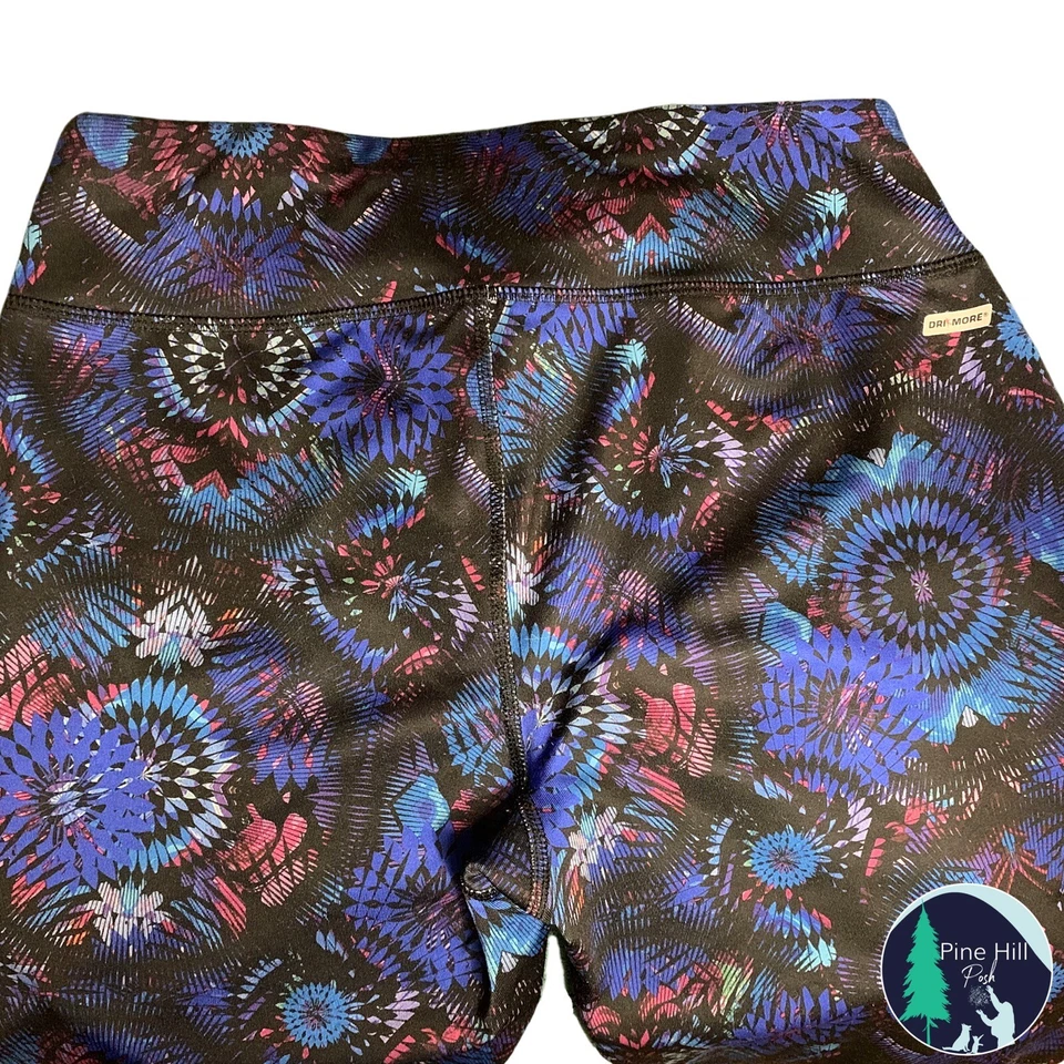 Danskin Now 紧身裤女式小号 4-6 合身领带染料黑色蓝色粉红色表带口袋 — 第 2/4 张图片