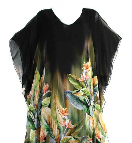 Ladies Lagenlook 100% Silk Floral KaftanStyle Lined Summer Dress OneSize:Regular - Bild 19 von 43