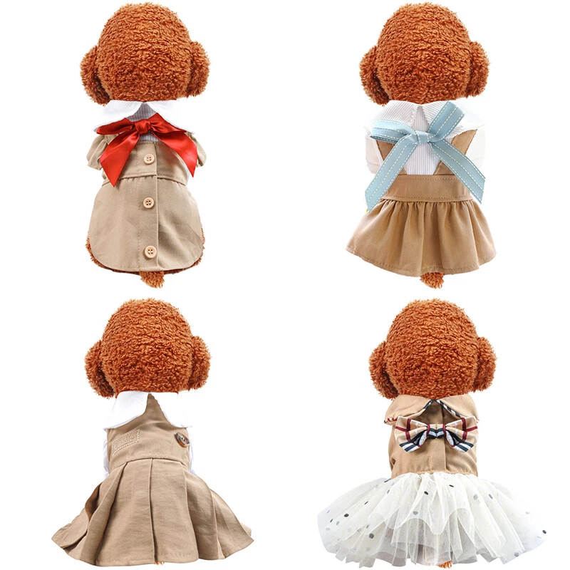 Classic Khaki Pet Dog Dress Clothes Puppy Cat Princess Lace Tutu Skirts Wedding - Image 2 of 4