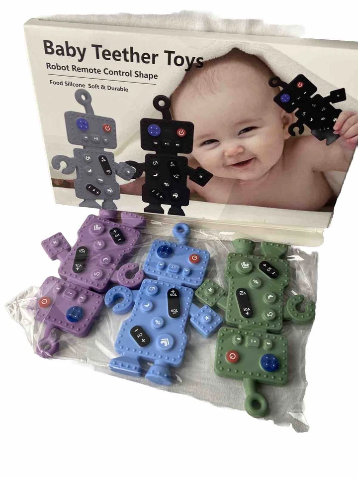 Baby Teether Robot Shaped Baby Teether Toys, Set Of 3, NEW - Image 2 of 4