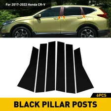 Black Pillar Post Covers Window Molding Protector Trims For 2017-2022 Honda CR-V