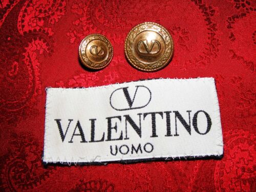 VINTAGE VALENTINO UOMO LOGO V SIGNATURE BLAZER BUTTON SET ANTIQUE BRASS FINISH - Picture 7 of 20