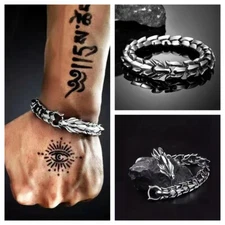 BESTSELLER Viking Stainless Steel Dragon Chain Wristband Mens Punk Bracelet