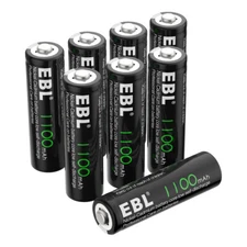 EBL 8 Pack AA Rechargeable Battery Ni-Cd 1100mAh 1.2V Batteries For Solar Light