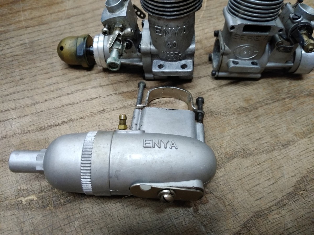Vtg 3 Pc Airplane Gas Engine Muffler Lot Enya 40 #6002 Super Tigre