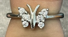 14kt White Gold 1/5CTW Diamond Butterfly Ring. Size 5