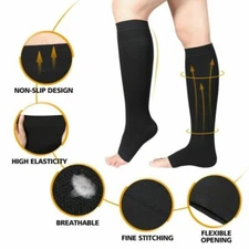 3 Pairs Compression Socks for Men Women Toeless Open Toe Support Socks 20-30 mmg