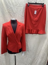 JOHN MEYER SKIRT SUIT /SIZE 14W/LINED/NEW WITH TAG/RETAIL 280/RED/SKIRT 25"/
