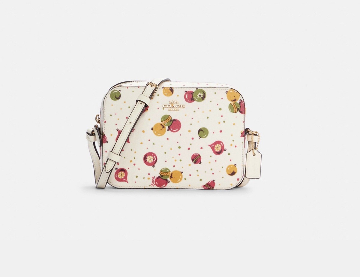 ☂️🍄Coach☄️MINI☄️Camera Bag with Ornament Print C7402 Gold