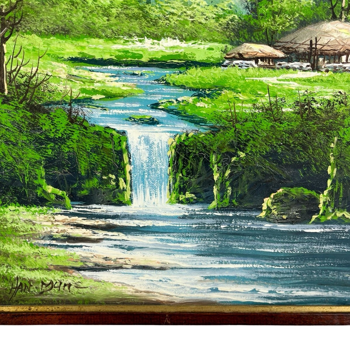 絵画 Mountain waterfall Amazon.com: Nature Forest Wall Art Mountain Waterfall