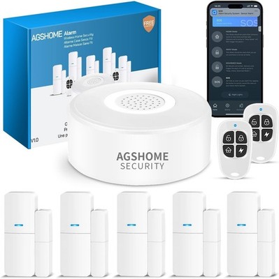 AGSHOME WLAN Alarmanlage 8-teilig Smart Home Haus Wohnung mit App & Sirene