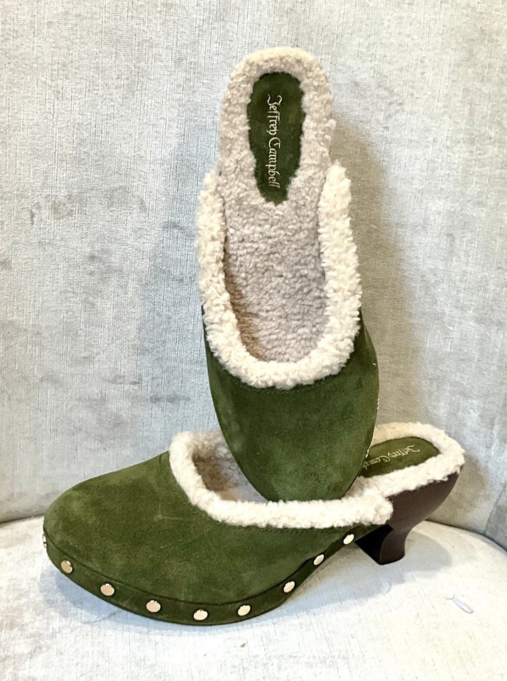 Mini zueco Free People Jeffrey Campbell Blakeney piel sintética oliva muestra 10 NUEVO Foto 2 de 4