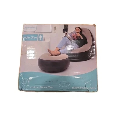 Inflatable Recliner Sofa & Footrest, Foldable Lounge Chair Indoor/Outdoor Coffee - Image 1 of 4