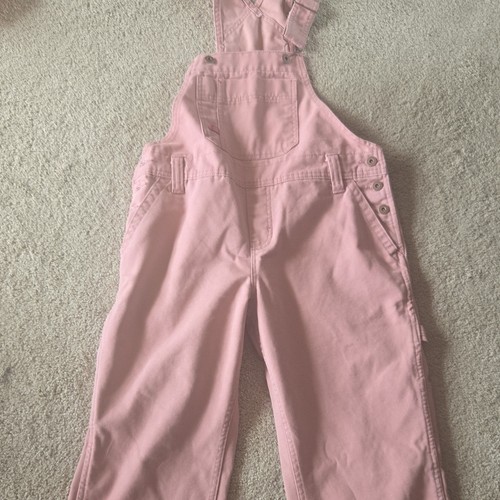 Dickies Girls Pink Canvas Overall One-Piece, Adjustable Straps Pockets XS