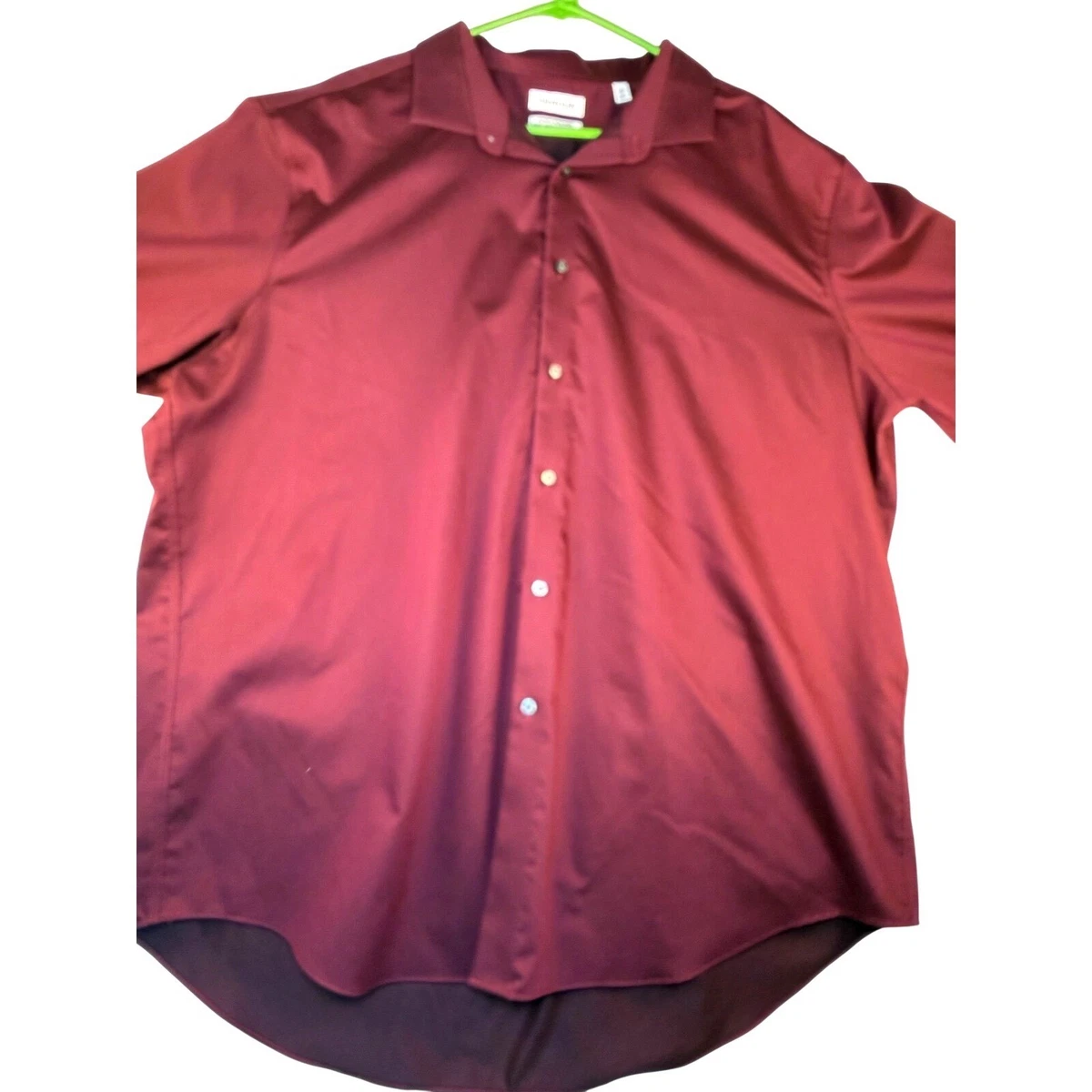 calvin klein burgundy dress shirt Steel Solid Slim Fit Button-Down Shirt