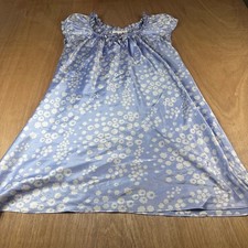 Oscar de la Renta Pink Label Floral Nightgown Blue Ruffle Cap Sleeve