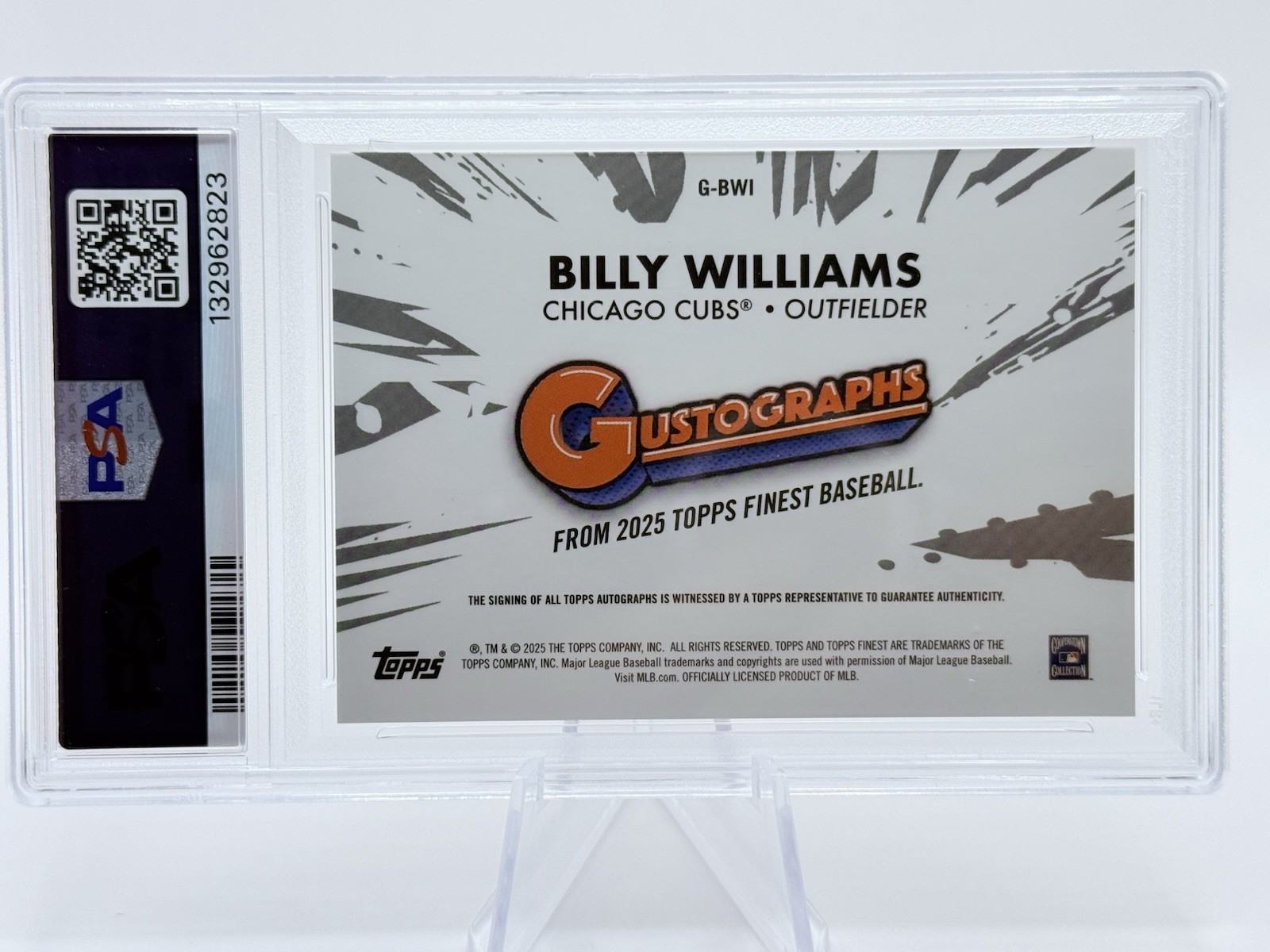 2025 Topps Finest Billy Williams Gustographs #GBWI /25 Auto PSA 10 Gem Mint view 2