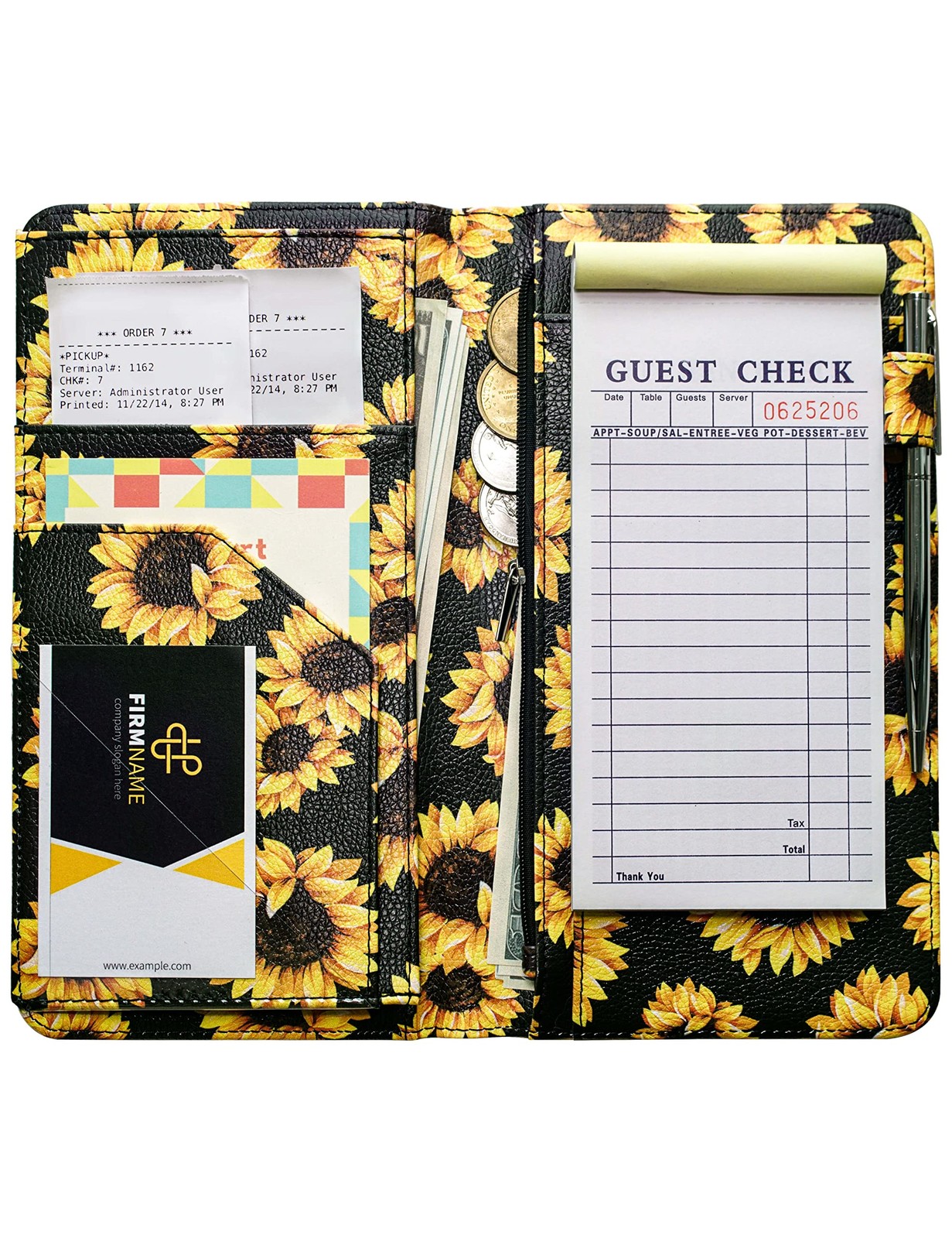 Server Book with Zipper Pocket and Magnetic Closure Server Booklet Waitress B...