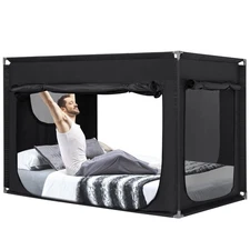 Twin Bed Canopy Portable Blackout Bed Tent Privacy Tent for Kids and Adult In