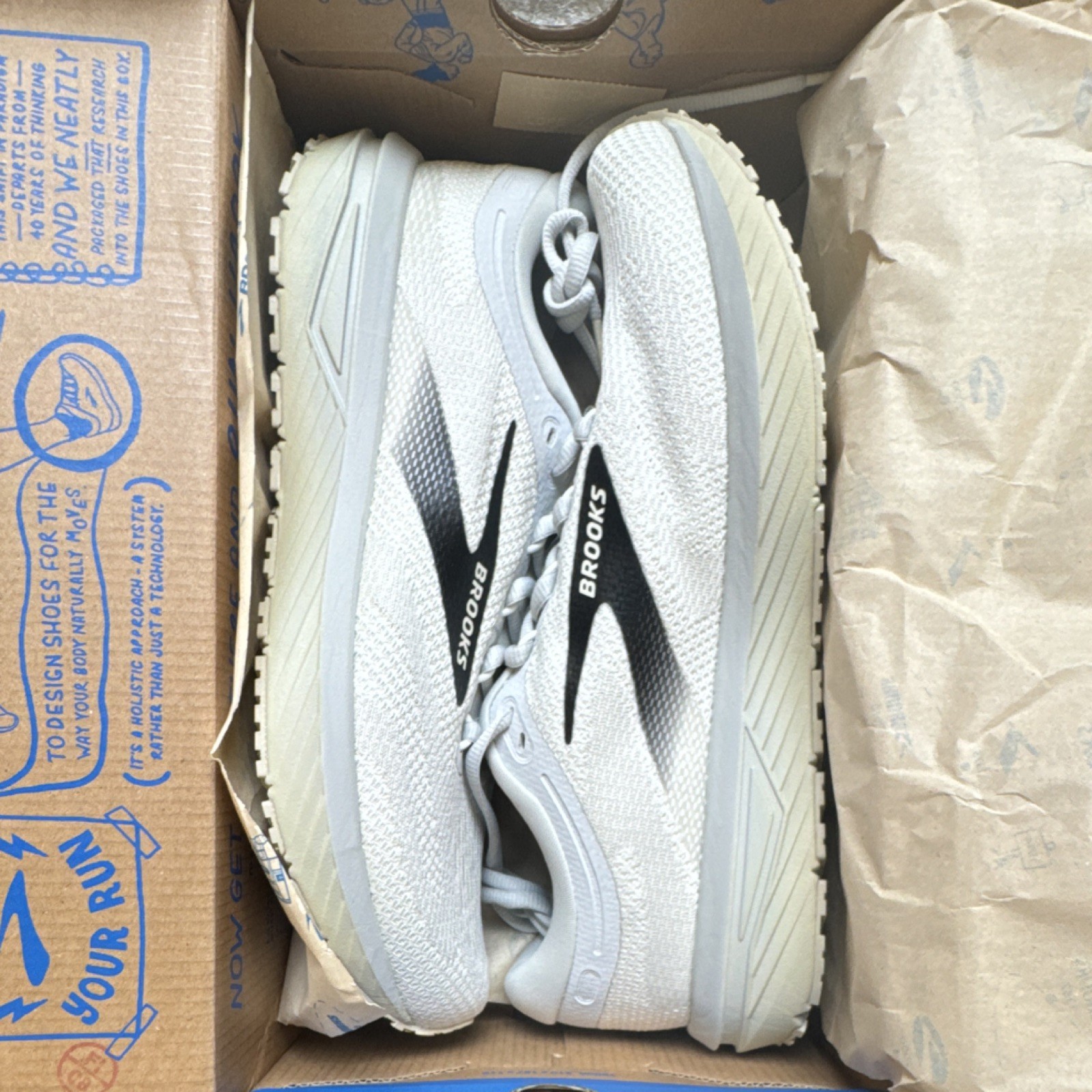 Brooks Revel 7 White Pelican Black 110435-1D-178 Low Top Mesh Athletic Sneakers thumbnail 5