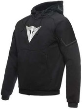 Dainese Daemon-X Safety Hoodie Full Zip, Felpa Giacca Moto Nero Bianca con Cappu
