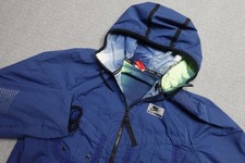 Nike Windbreaker Mens Medium Blue Hooded Jacket Full Zip Shell International