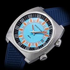 Orologio sportivo uomo Seestern S471.02.E 38MM LUME lunetta interna 100m DIVER'S BLU