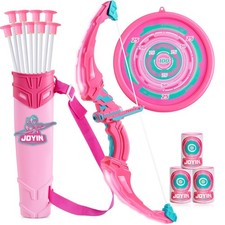 Pink Bow and Arrow Set for Kids, LED Light Up Archery Toy with 9 Suction Cup Arr