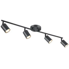 LED 4 Light Track Lighting Kit Black Adjustable Ceiling Spot Fixture for Kitchen