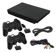 Sony PlayStation 2 PS2 Game Console Slim + Pick 1-2 Voomwa Controllers + USA