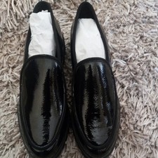 Donald Pliner Womens Loafer Eclipse Crinkle Patent Black sz 8M