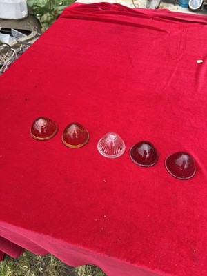 LOT 5 VINTAGE PAIR YANKEE KD MARKER CLEARANCE GLASS LENSES 1930 s 1940 s 1950 s