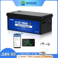 DC HOUSE 48V 100Ah Golf Cart Lithium Lifepo4 Battery Bluetooth Club Car RV Solar