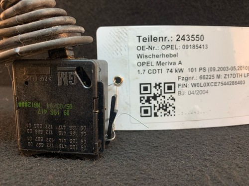 243550 Wischerhebel OPEL Meriva A 09185413 1.7 CDTI