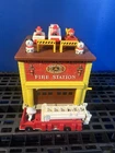 Vintage Fisher Price Firehouse W/ Trucks & Firemen Incomplete #928 Little People