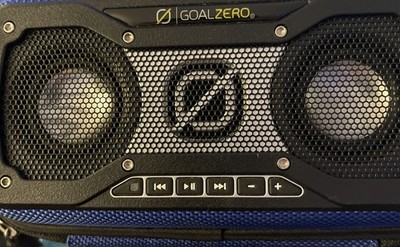 Goal Zero Rock Out Rechargeable Portable Black Blue Speaker With Cover