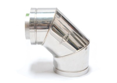ASTEC Inspektionswinkel 90° Doppelwandig DN113-300 Edelstahl Rohr Bogen Abgas Sc