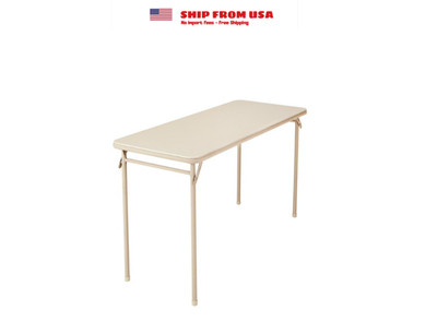 COSCO 20'' x 48'' Vinyl Top Serving Folding Table, Antique Linen