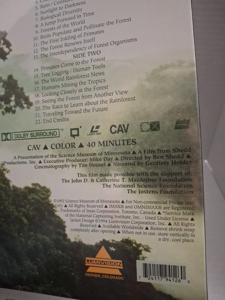 Tropical Rainforest IMAX (LASERDISC 1992 Documentary)NEW/SEALED,gr - Image 4 of 4