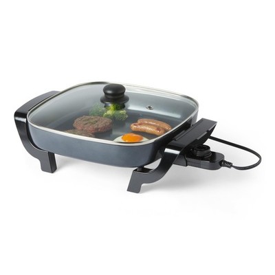 Retailer Basics Electric Skillet Nonstick Ceramic Adjustable Temp 15.6x12.1x6.9