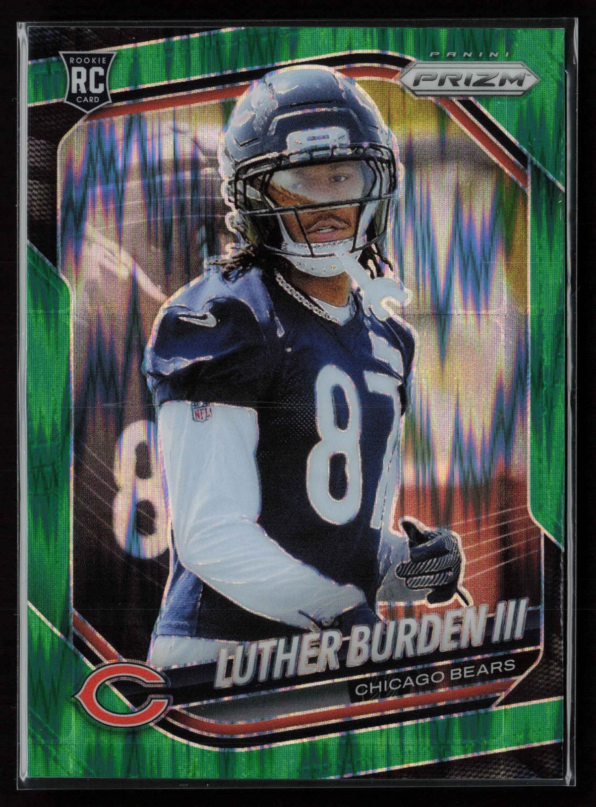 2025 Panini Prizm #331 Luther Burden III Green Flash Prizm Bears RC NM