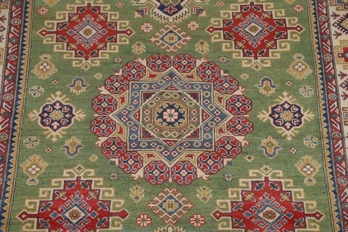 Green Geometric Super Kazak Handmade Area Rug Dining Room Carpet 7x10 - Picture 5 of 21