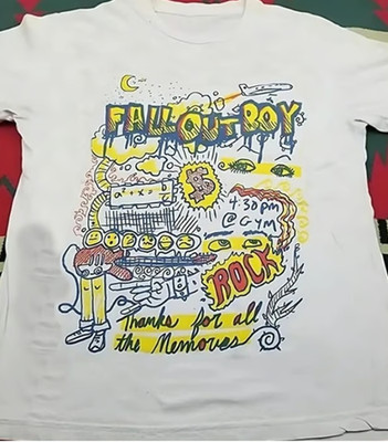 Vintage 2007 Fall Out Boy Shirt - Thanks For The Memories Doodle Graphic  PA9130