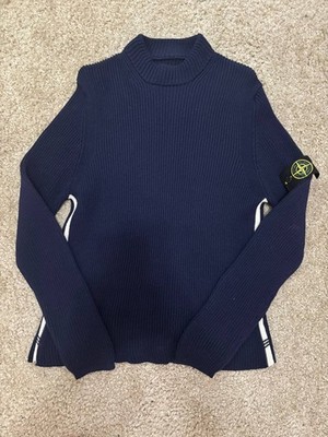 Stone Island Wool Sweater Medium Vintage 00s Crewneck Black Made in Italy Patch