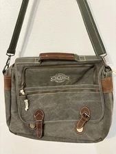 OGIO VINTAGE Canvas Leather Briefcase Shoulder Messenger Laptop  Bag 17" X 14"