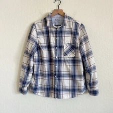 Boden The Relaxed Weekend Shirt Long Sleeve Button Down Flannel US 12 Blue Plaid